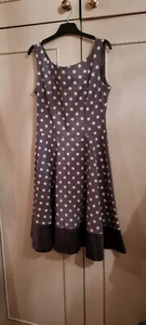 Rinascimento - taupe polka dot fit/flare dress with contrast hemline size L VGC - Picture 1 of 4