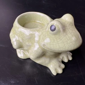 Vintage Crackle Glaze Frog Votive Holder - Picture 1 of 7