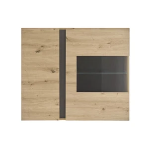Hängevitrine Eiche Artisan Graphit grau Hängeschrank Wandschrank Vitrine Regal - Bild 1 von 6