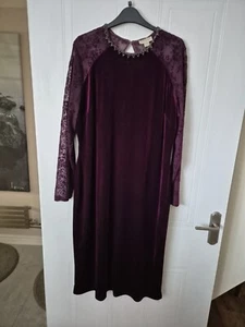 Womens Wine Velvet & Lace Dress, Monsoon, Size 18, VG Con - Picture 1 of 4