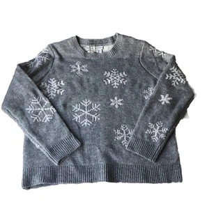 Cupcakes And Cashmere Women’s Gray Snowflake Soft Sweater Size XL NWT - Picture 1 of 13
