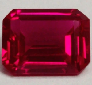 Beautiful Vibrant Red Emerald Cut Cubic Zirconia (CZ) 8x6mm Loose Stone - Picture 1 of 4