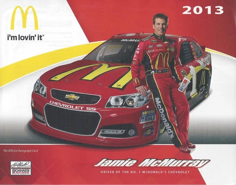 2013 JAMIE MCMURRAY MCDONALDS THIN STOCK SMALL VER #1 NASCAR SPRINT CUP POSTCARD Cover