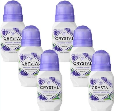 Desodorante mineral cristalino rollo lavanda y té blanco 2,25 oz, paquete de 6 Foto 1 de 4