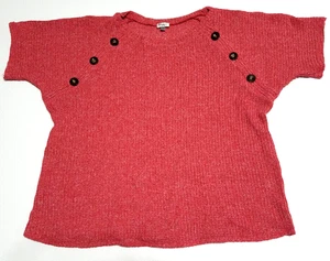 Avenue Pullover Damen Gr. 22/24 Rot Kurzarm Strick Schulter-Knopf Stretch - Bild 1 von 16