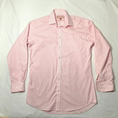 Camisa Thomas Rosa Viajero Para Hombre 16 34.5 Rosa Blanco Rayas Vestido Manga Larga Foto 1 de 4