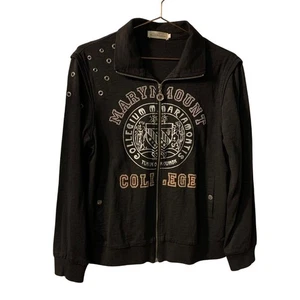 Chaqueta vintage Y2K para mujer Marymount College Bling talla M cremallera completa remaches de vellón - Imagen 1 de 9