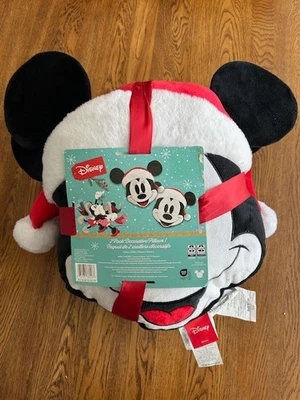 Disney Mickey & Minnie Mouse Juego de 2 Almohadas de Navidad Peluche con Sombreros de Papá Noel Foto 1 de 4