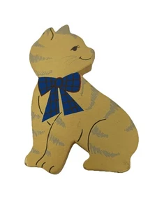 Imán de gato de madera Russ vintage arte popular rural amistad decoración de cocina - Imagen 1 de 5