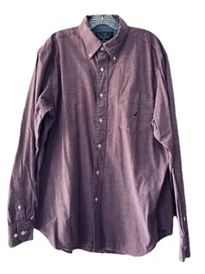 Nautica Mens Size XL True Craftmanship Sea Voyage Purple Button Down Shirt Logo - Picture 1 of 7