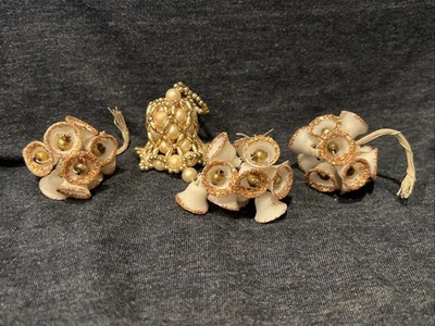 3 Vtg Bunch Plastic Sugar Bells Japan 1/2”X 1/2” Christmas &1 Pearl Ornament - Image 1 of 4