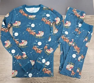 Hanna Andersson Pajama Set Size 160 (14) Christmas Organic Cotton Holiday Santa - Picture 1 of 6