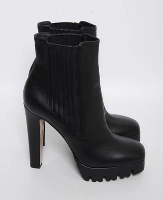 Botas al tobillo negras Le Silla para mujer 100 % cuero zapatos de tacón alto lisos talla EU 39,5 Foto 1 de 4