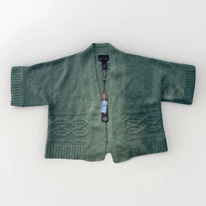Fenn Wright Manson green short sleeve angora wool open cardigan shrug sweater Lg - Picture 1 of 13