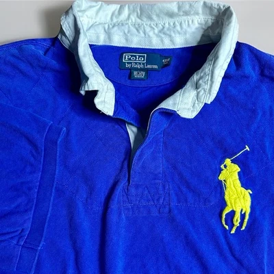 Vintage Polo Ralph Lauren Rugby Shirt Mens 4XL Tall Blue Big Pony Heavy Cotton - Image 1 of 4