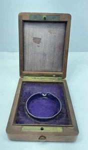 ANTIQUE VICTORIAN WOODEN POCKET WATCH BOX - PURPLE INTERIOR (B470) - Picture 1 of 11