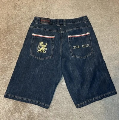 Red Ape джинсовые шорты - размер 36 лев вышитые карманы - хип-хоп Y2K - Изображение 1 из 4