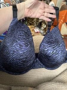 Deesse Lingerie Black/Blue Full Support Underwire Moulded Cups Bra Size 44DD - Picture 1 of 6