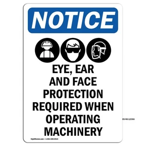 Eye Ear And Face With Symbol OSHA Notice Sign Metal Plastic Decal - Picture 1 of 9