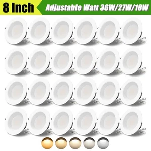 24PACK 8Inch 5CCT 2700K-5000K LED Recessed Ceiling Dimmable Light 36W/27W/18W - Picture 1 of 12