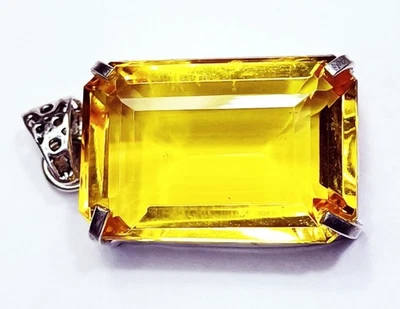 Colgante de plata maciza GS de topacio amarillo de piedras preciosas sueltas certificado 84,30 quilates ~ regalo gratis Foto 1 de 4