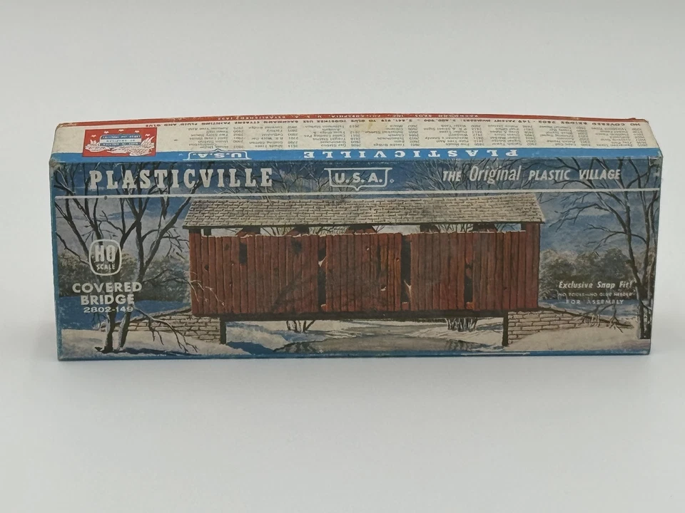 VINTAGE PLASTICVILLE U.S.A. HO SCALE COVERED BRIDGE KIT 2802-149 BACHMANN TRAIN - Изображение 1 из 3