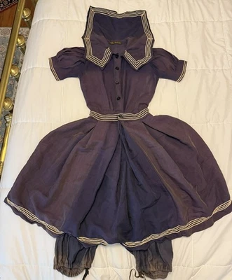 Antiguo traje de baño vintage c1900 traje de baño hecho por William H McKnew, lavado. DC Foto 1 de 4