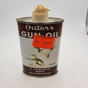 Rare Vintage Outers Gun Oil Lead Top Tin Can 445A Oval 3 Ounce Partial Contents - Picture 1 of 6