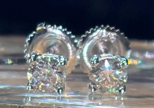 925 Sterling Silver 1/2 Carat Total Moissanite Screw Back Stud Earrings 1/4ct ea - Picture 1 of 11