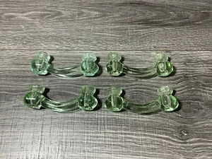 Vintage Green Depression Glass Drawer Pull Handles Lot Of 4 - Picture 1 of 7