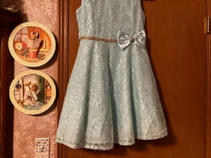 bonnie jean girls sparkly lace formal dress seafoam green size 12 - Picture 1 of 6