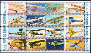 HB República Guinea Ecuatorial hojita bloque año 1974 usada aviones antiguos - Imagen 1 de 1