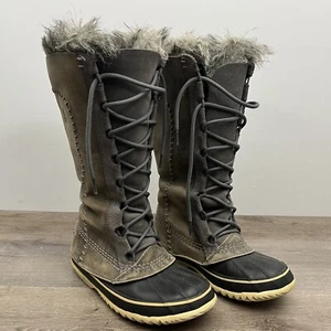 Sorel Cate The Great Womens Sz 6 US NL1642-035 Tall Leather Pewter Winter Boots - Picture 1 of 11