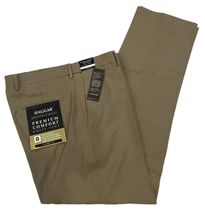Mens Haggar Premium Comfort Classic Fit Dress Pants 34X32 Khaki - Picture 1 of 9