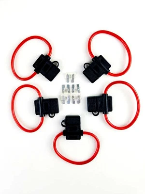 5 Pack 10 Gauge Inline ATC Fuse Holder+25 AMP Fuse & Cover New Car Truck Install - Image 1 of 4