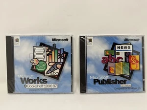 BOTH SEALED Microsoft Works & Bookshelf 1996-97 + Publisher CD Deluxe for Win 95 - Picture 1 of 7