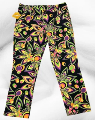 Pantalones de golf Loudmouth para damas Shagadelic negro púrpura rosa verde amarillo talla 10 NUEVO Foto 1 de 4