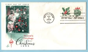 US Scott # 1257 Natale 1964 FDC Artcraft Cachet stagione natalizia - Foto 1 di 1