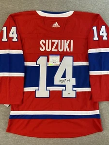 MONTREAL CANADIENS- NICK SUZUKI AUTOGRAPH RED #14 ADIDAS JERSEY PSAAM76317 - Picture 1 of 6