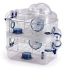 Habitat des souris gerbilles hamster acrylique transparent à 3 niveaux avec ballon d'exercice supérieur 