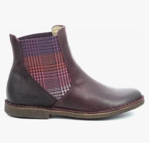Kickers Ankle Boot Tinto Burgundy Leather Split Coupe Uk Size 3 Eu 36 #753 - Picture 1 of 5