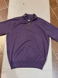 Peter Millar Collection Excursionist Flex 1/4 Zip Merino Wool Men XL Purple - Picture 1 of 14