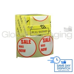Roll of 500 HIGH QUALITY 'Sale - Was Now' Red Shop Retail Price Labels Stickers - Picture 1 of 5