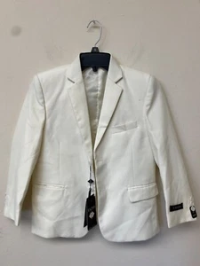 Tazio White Tonal Pinstripe Two Buttons Jacket Boys Sz 8 Husky Defected(STAINED) - Picture 1 of 9