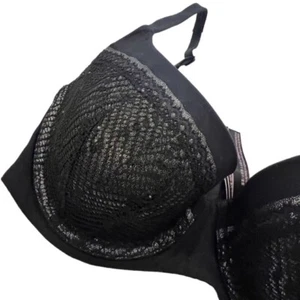 Victoria’s Secret Bra Size 32DD Black Silver Lace Body By Victoria Lined Demi - Picture 1 of 9