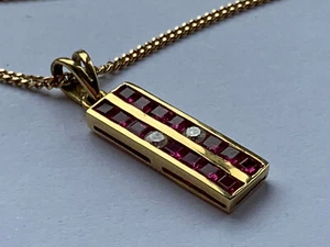 Collier 18 kt Gold Rubin & Diamant - Bild 1 von 8