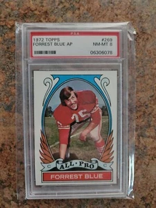 1972 Topps Football Card Forrest Blue, AP, High Number, #269, PSA 8, NM-MT - Picture 1 of 2