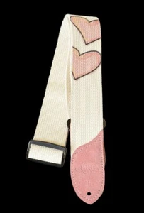 DAISY ROCK DRS09 pink hearts pattern cotton guitar strap NEW - Picture 1 of 1