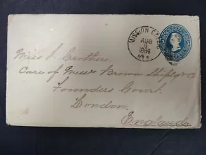 Nebraska: Mission Creek 1884 5c copertina intera per Inghilterra, DPO Pawnee Co - Foto 1 di 2