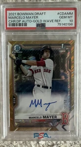 2021 Bowman Draft Marcelo Mayer 1st Bowman Gold Wave Auto #1/50 Red Sox PSA10 - Picture 1 of 2